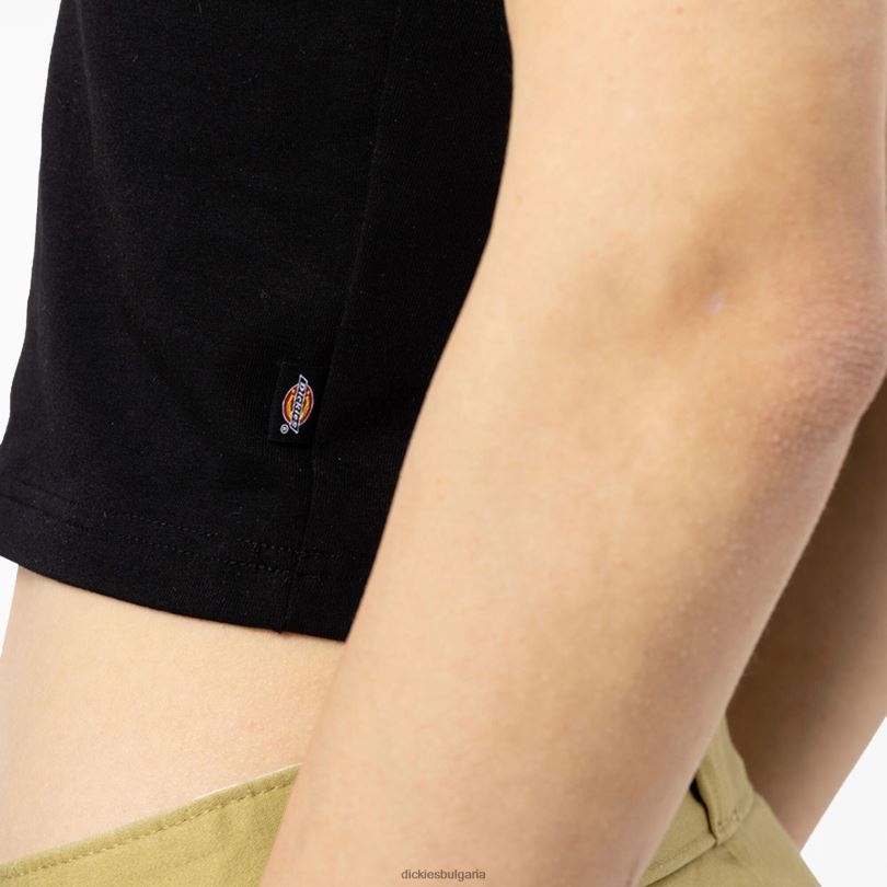 Жени Dickies скъсен потник с верига езеро черно (bk) облекло R2PH82140