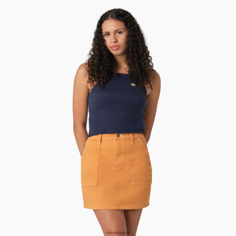 Жени Dickies съкратен потник от плетена ребра мастило синьо (ik) облекло R2PH82083