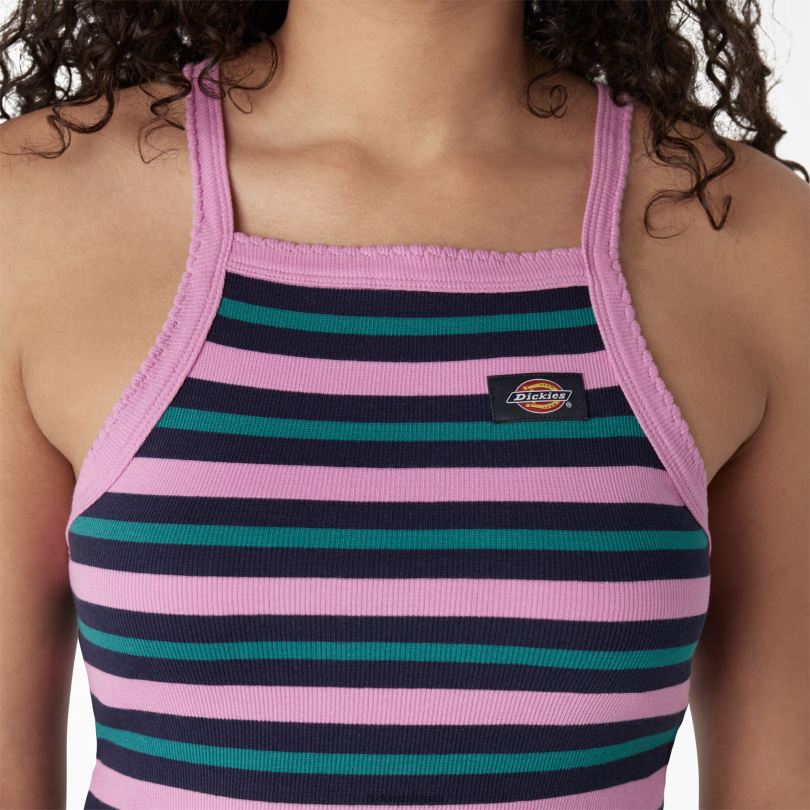 Жени Dickies съкратен потник от плетена ребра дива роза лятна светла ивица (wfs) облекло R2PH82087