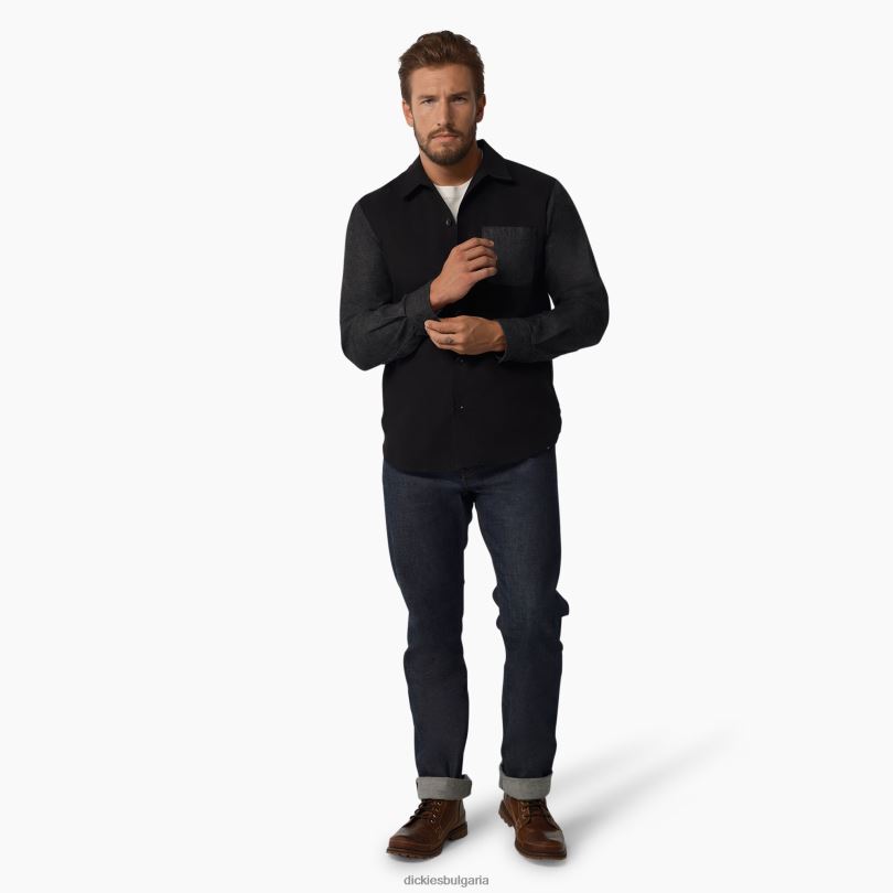 мъже Dickies Риза с дълъг ръкав от 1922 г изплакнато черно (rbk) облекло R2PH8933