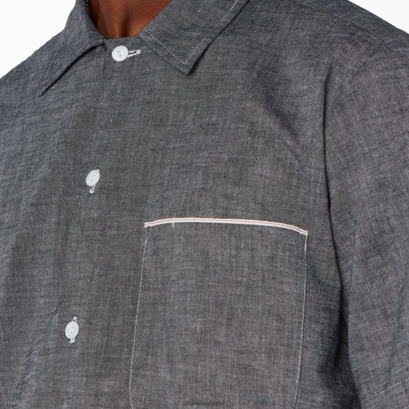 мъже Dickies Раирана риза с къс ръкав от 1922 г изплакнато черно (rbk) облекло R2PH8942