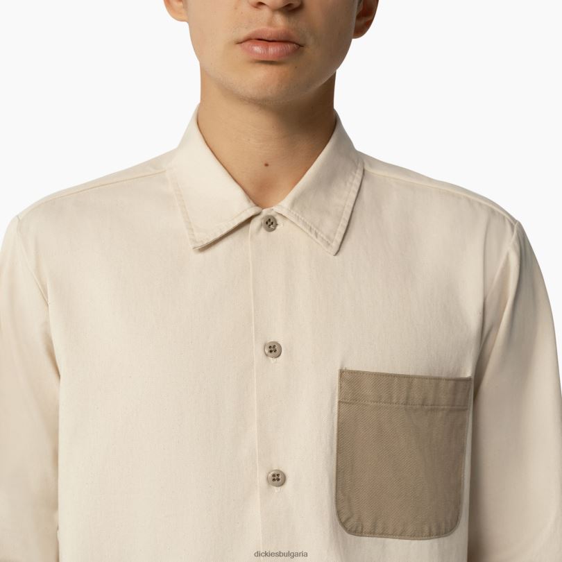 мъже Dickies Риза с дълъг ръкав от 1922 г изплакнат естествен клен (rntma) облекло R2PH8934