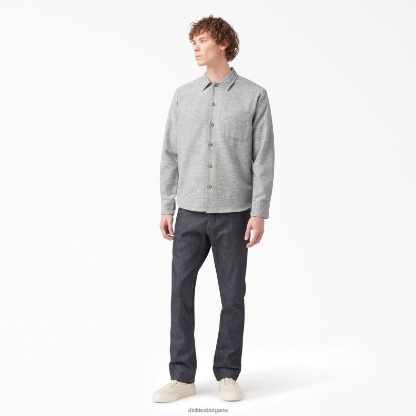 мъже Dickies Риза с дълъг ръкав от 1922 г изплакнато сребро (rsv) облекло R2PH8935