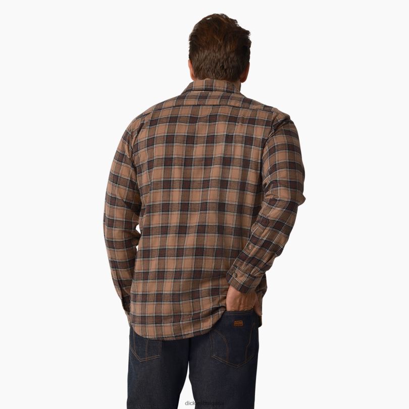 мъже Dickies Риза с дълъг ръкав от 1922 г изплакнато каки и сиво каре (rxky) облекло R2PH8936