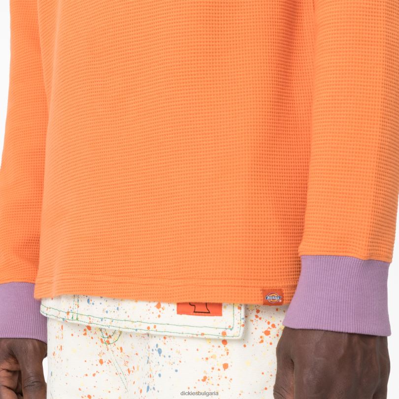 мъже Dickies плетен пуловер с бродирани вафли в мозъчна смърт изгорял портокал (до 1) облекло R2PH8731