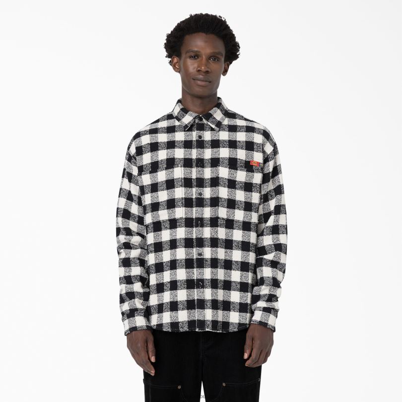 мъже Dickies риза от туид на церемонията по откриването черно бяло каре (awp) облекло R2PH8937