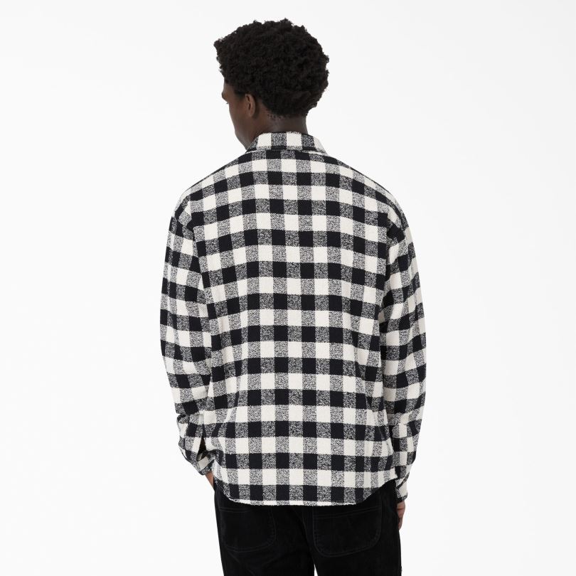 мъже Dickies риза от туид на церемонията по откриването черно бяло каре (awp) облекло R2PH8937