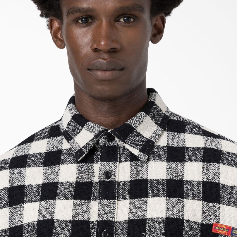 мъже Dickies риза от туид на церемонията по откриването черно бяло каре (awp) облекло R2PH8937