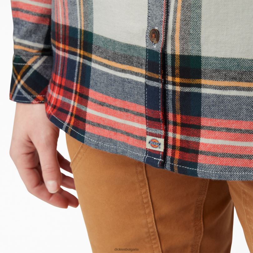 Жени Dickies карирана фланелена риза с дълъг ръкав планинско каре от разтопена лава (b1l) облекло R2PH82206
