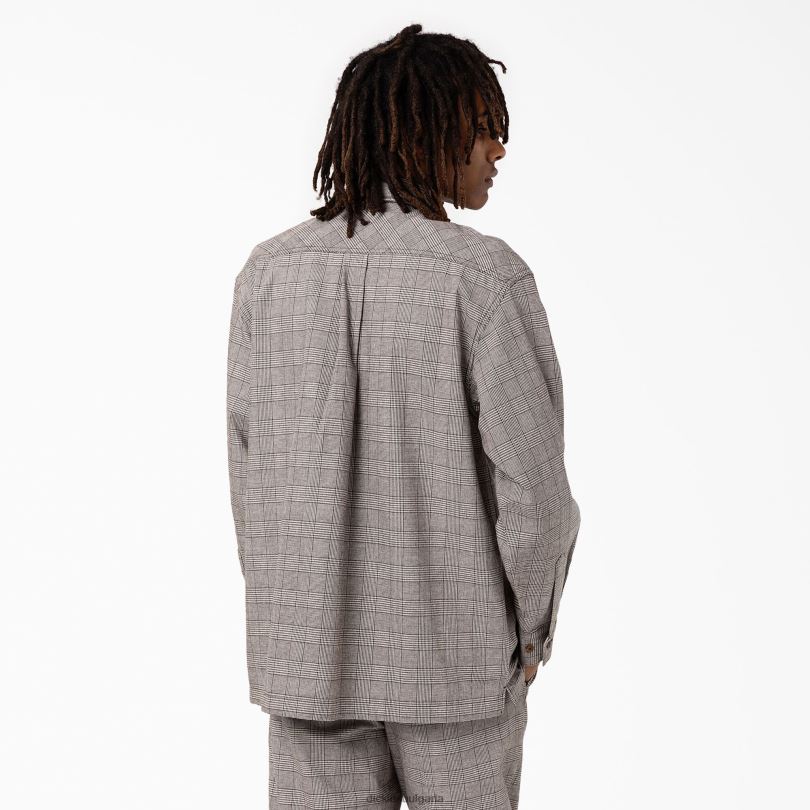 мъже Dickies риза с дълъг ръкав bakerhill кафяво каре (bp3) облекло R2PH8941