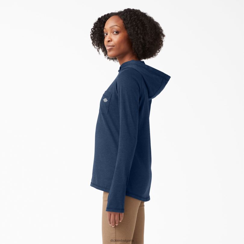Жени Dickies слънчева тениска с охлаждащо действие тъмно синьо хедър (dnh) облекло R2PH81661