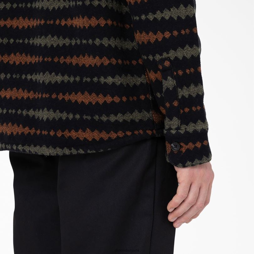 мъже Dickies риза с дълъг ръкав falkville черно/военно зелено (bmn) облекло R2PH8939