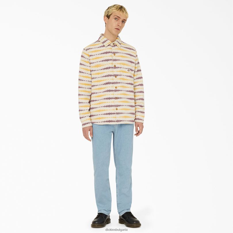 мъже Dickies риза с дълъг ръкав falkville екрю/грозде (egd) облекло R2PH8940