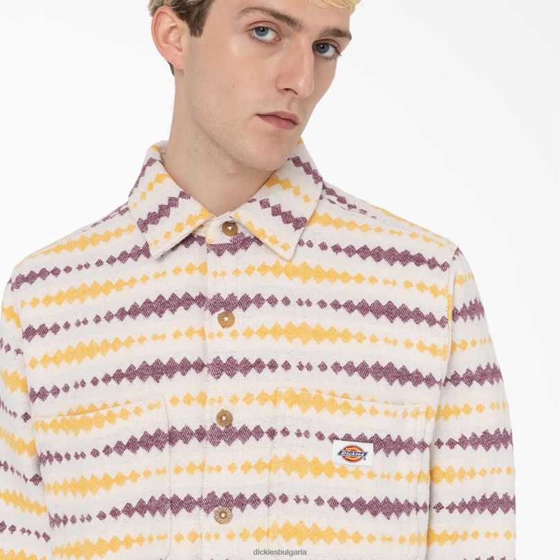 мъже Dickies риза с дълъг ръкав falkville екрю/грозде (egd) облекло R2PH8940
