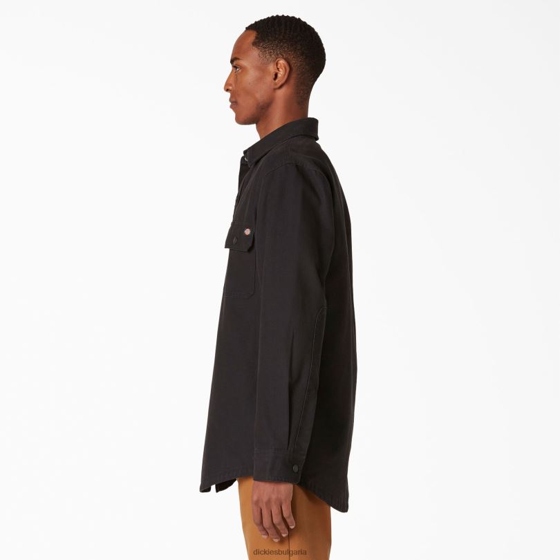 мъже Dickies патешка риза с фланелена подплата с дълъг ръкав изплакнато черно (rbk) облекло R2PH8866