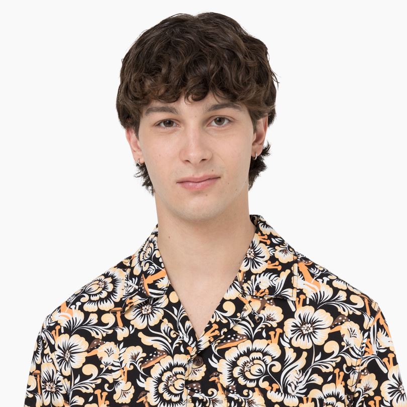 мъже Dickies риза с къс ръкав roseburg кафяв флорален принт (bg2) облекло R2PH8587