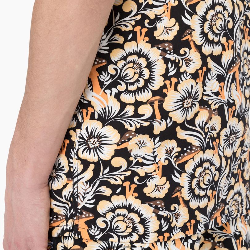 мъже Dickies риза с къс ръкав roseburg кафяв флорален принт (bg2) облекло R2PH8587