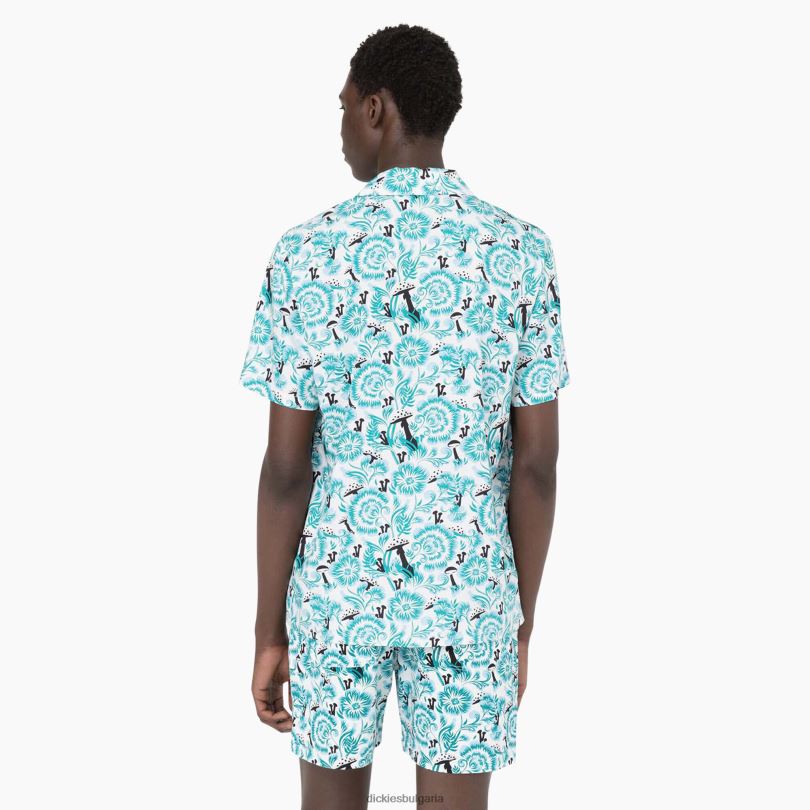 мъже Dickies риза с къс ръкав roseburg син флорален принт (gg2) облекло R2PH8588