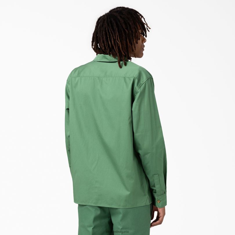 мъже Dickies риза с дълъг ръкав westover тъмен бръшлян (d2i) облекло R2PH8838