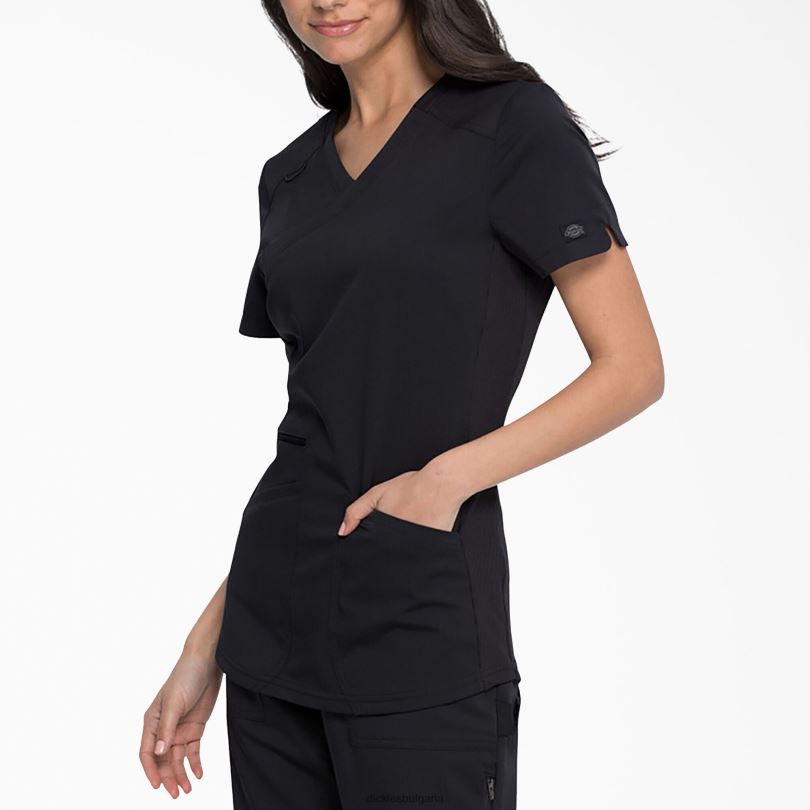Жени Dickies Balance mock wrap Scrub Top черно (черно) облекло R2PH82536