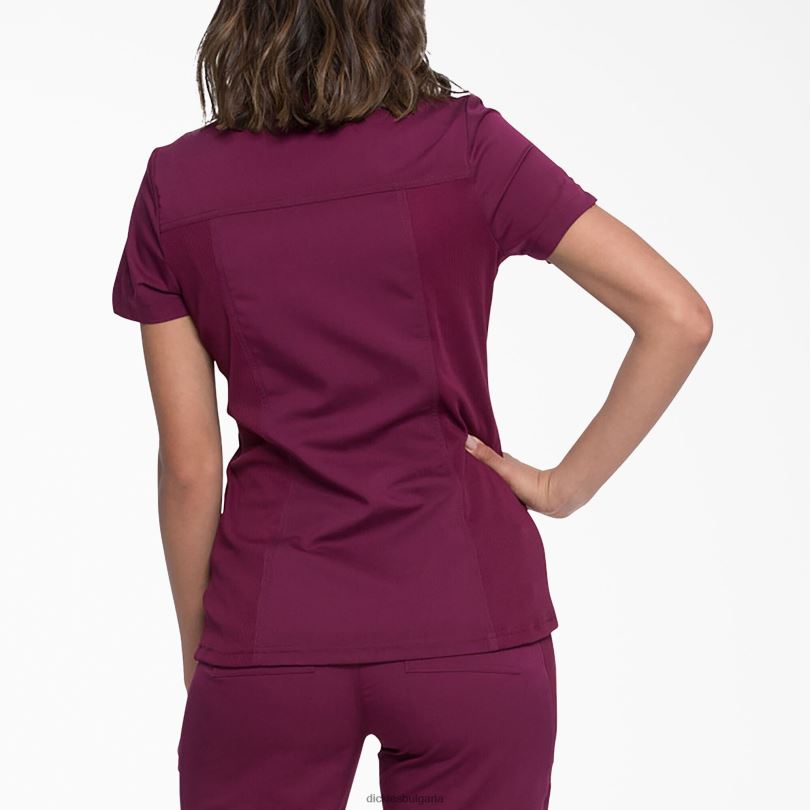 Жени Dickies Balance mock wrap Scrub Top вино (спечеля) облекло R2PH82543