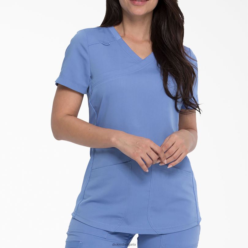 Жени Dickies Balance mock wrap Scrub Top ceil blue (cbl) облекло R2PH82537