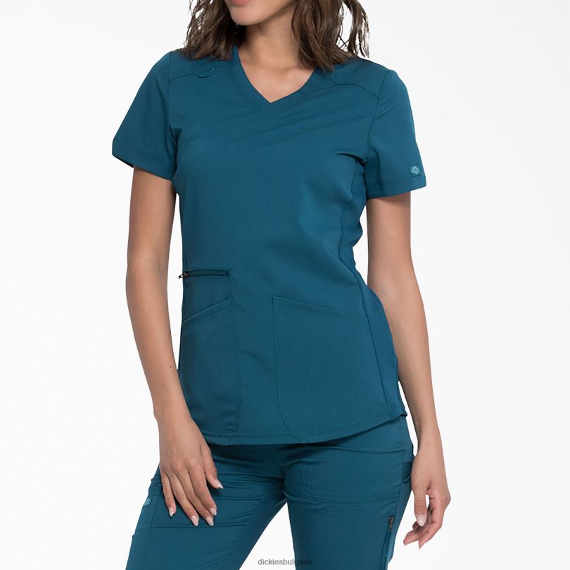 Жени Dickies Balance mock wrap Scrub Top карибско синьо (crb) облекло R2PH82538