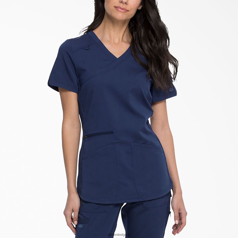 Жени Dickies Balance mock wrap Scrub Top морско синьо (nvy) облекло R2PH82540