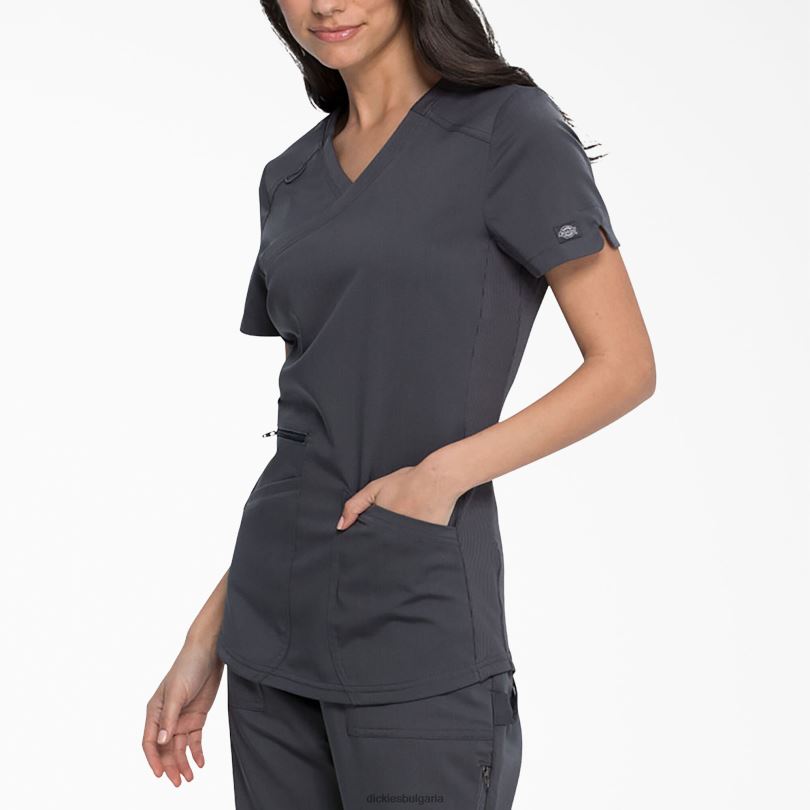 Жени Dickies Balance mock wrap Scrub Top калаено сиво (pew) облекло R2PH82541
