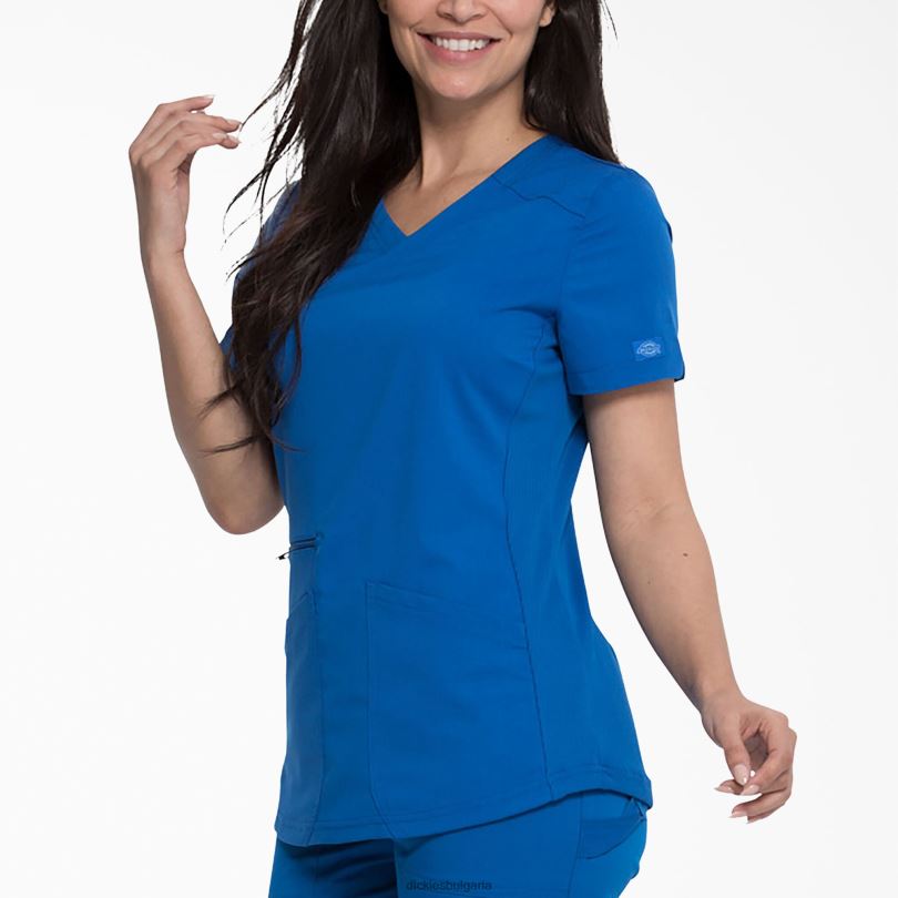 Жени Dickies Balance mock wrap Scrub Top кралско синьо (rb) облекло R2PH82542