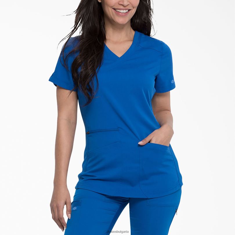 Жени Dickies Balance mock wrap Scrub Top кралско синьо (rb) облекло R2PH82542