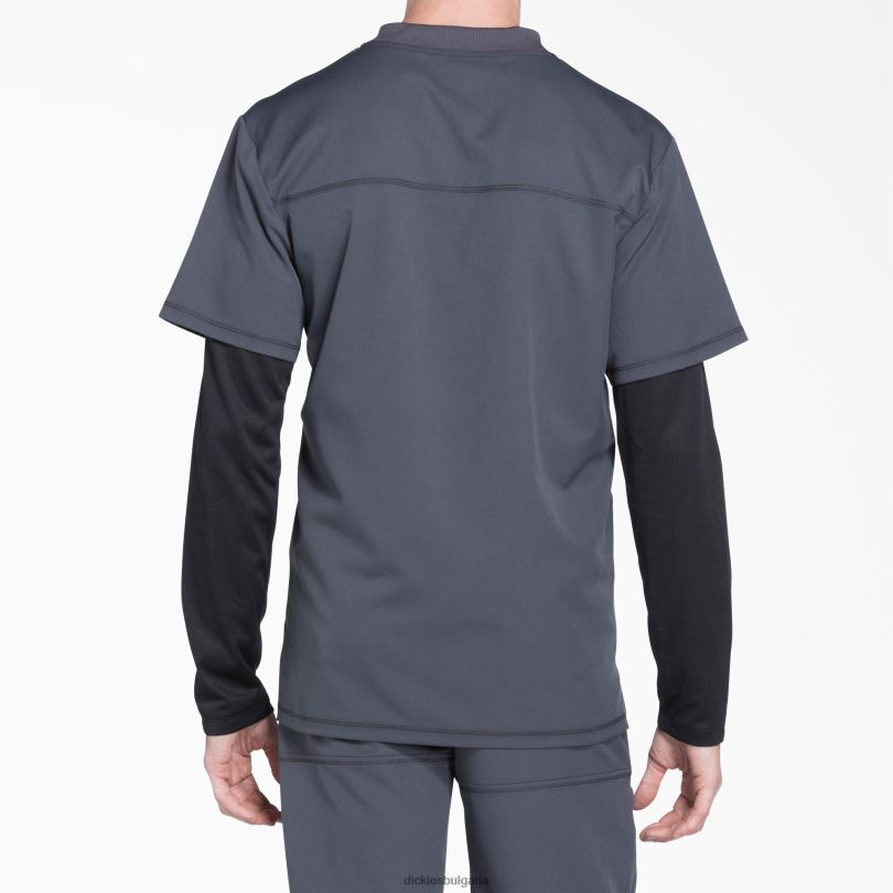 мъже Dickies dynamix горна част с v-образно деколте калаено сиво (pew) облекло R2PH81356