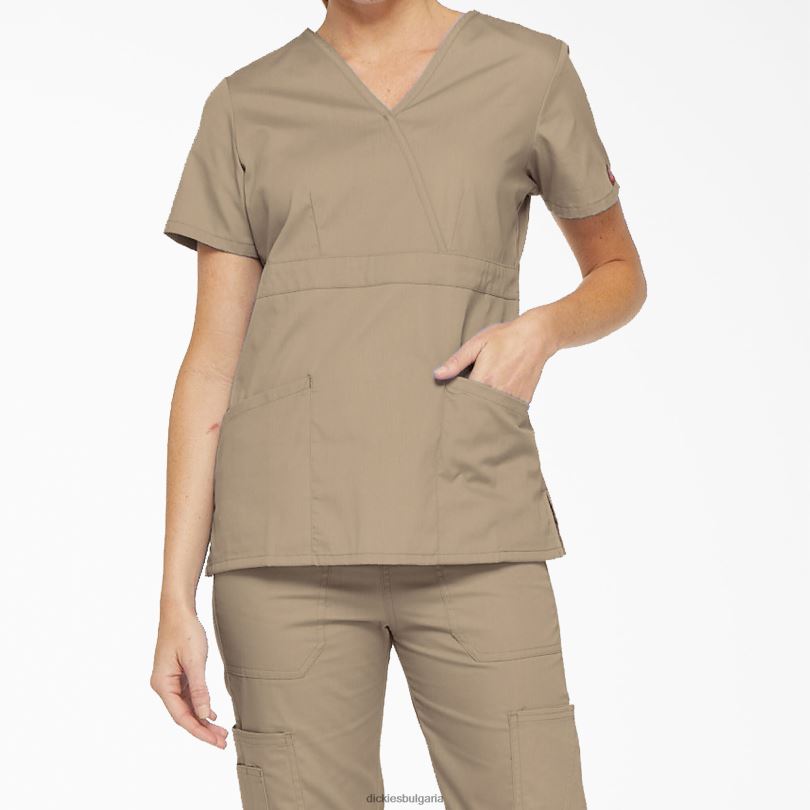 Жени Dickies eds signature mock wrap скраб топ каки (кха) облекло R2PH82620