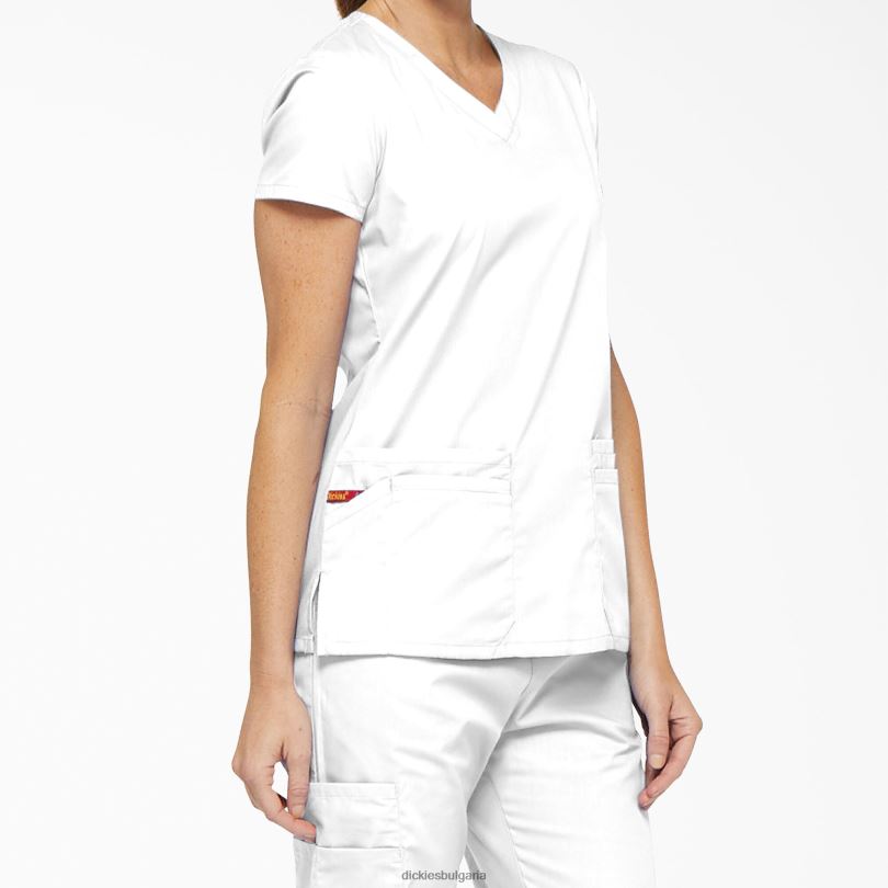 Жени Dickies eds signature v-образно деколте и слот за писалка бяло (dwh) облекло R2PH82411
