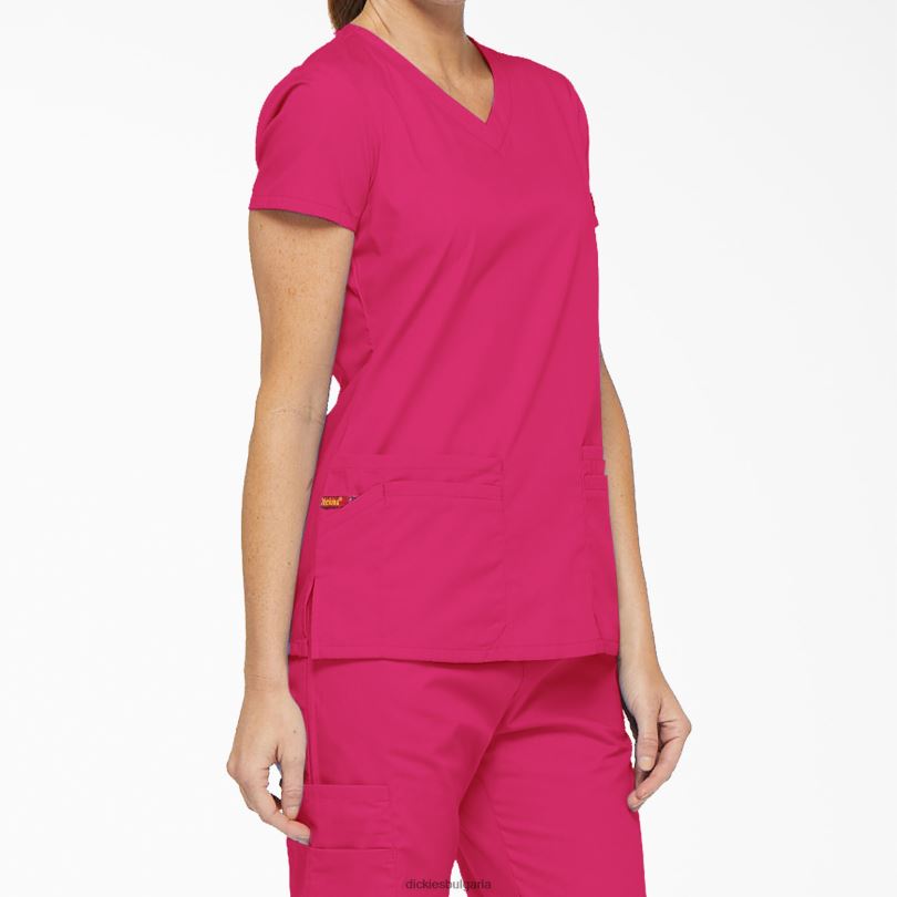Жени Dickies eds signature v-образно деколте и слот за писалка горещо розово (hpk) облекло R2PH82415