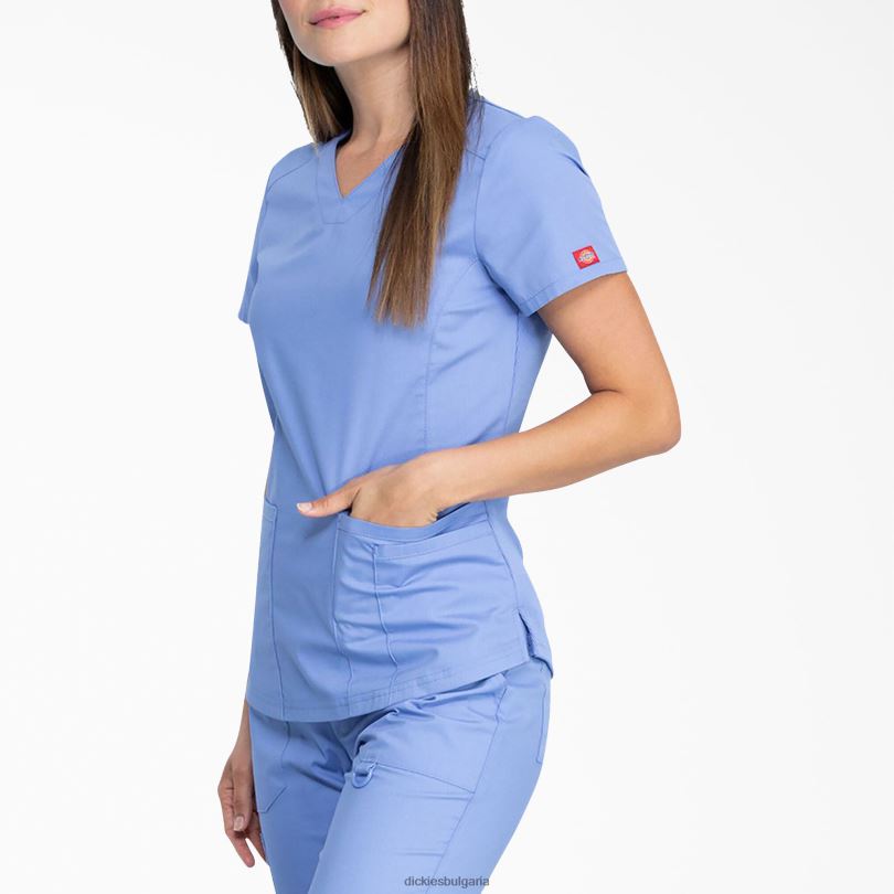 Жени Dickies eds фирмено горнище с v-образно деколте ceil blue (cbl) облекло R2PH82593
