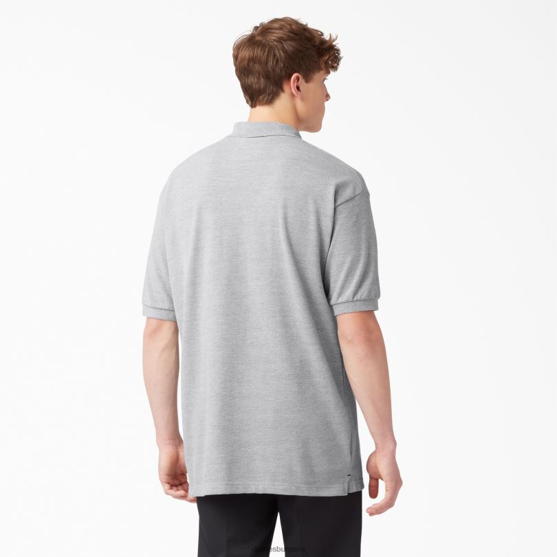 мъже Dickies поло с къс ръкав с пике за възрастни хедър сиво (hg) облекло R2PH8665