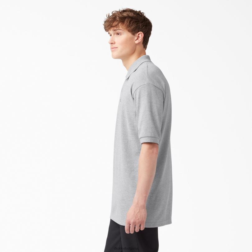 мъже Dickies поло с къс ръкав с пике за възрастни хедър сиво (hg) облекло R2PH8665