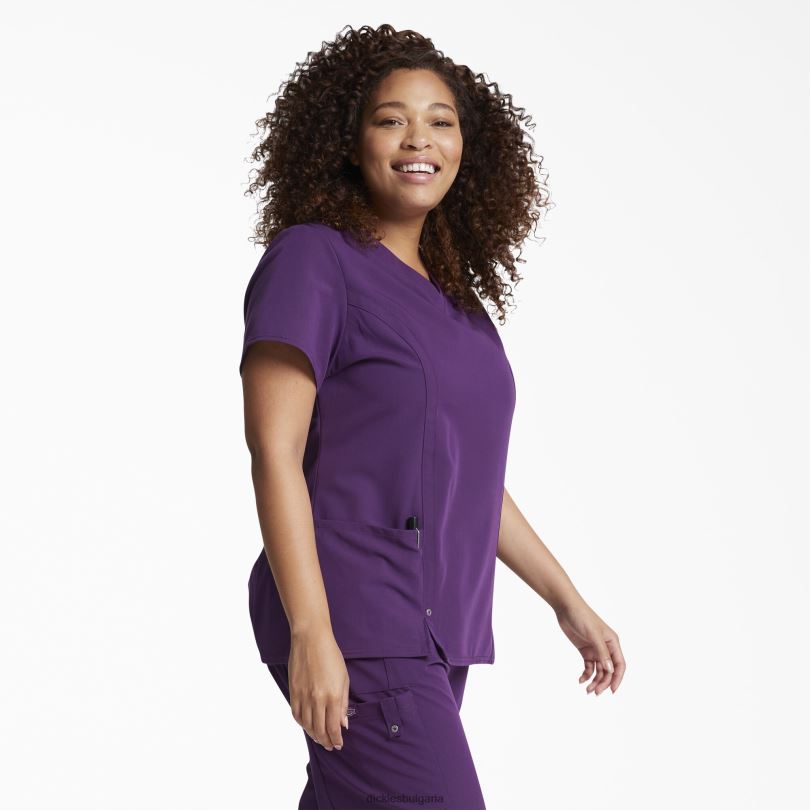 Жени Dickies екстремно еластично горнище с v-образно деколте лилав патладжан (яйце) облекло R2PH82466