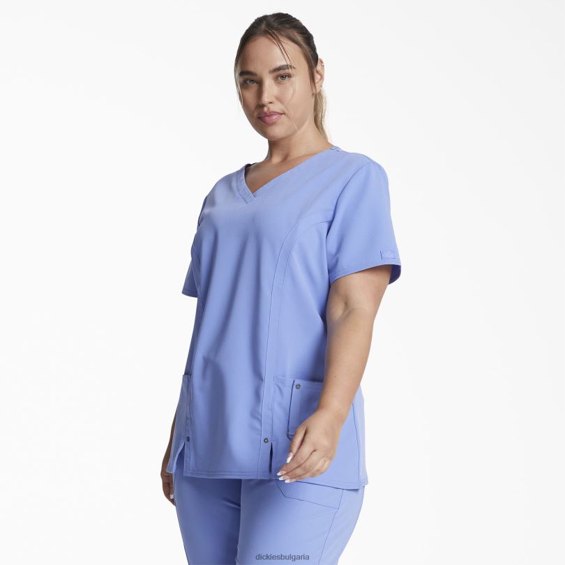 Жени Dickies екстремно еластично горнище с v-образно деколте ceil blue (cbl) облекло R2PH82462