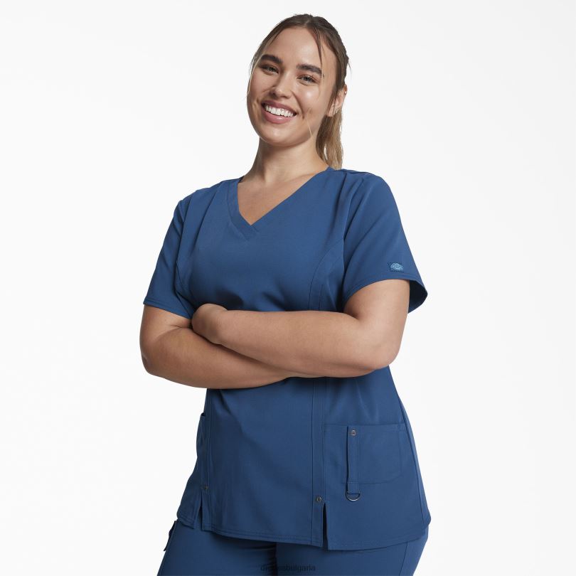 Жени Dickies екстремно еластично горнище с v-образно деколте карибско синьо (crb) облекло R2PH82463