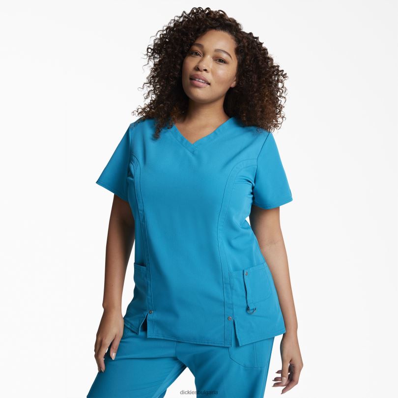 Жени Dickies екстремно еластично горнище с v-образно деколте синьозелен (dtl) облекло R2PH82464