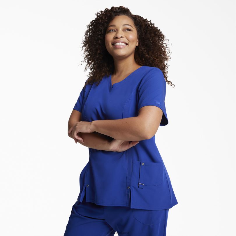 Жени Dickies екстремно еластично горнище с v-образно деколте синьо галактика (gbl) облекло R2PH82467