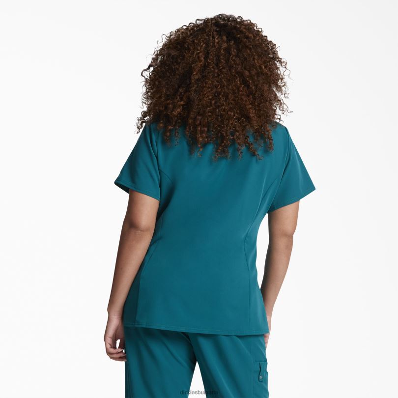 Жени Dickies екстремно еластично горнище с v-образно деколте ловец зелено (htr) облекло R2PH82468