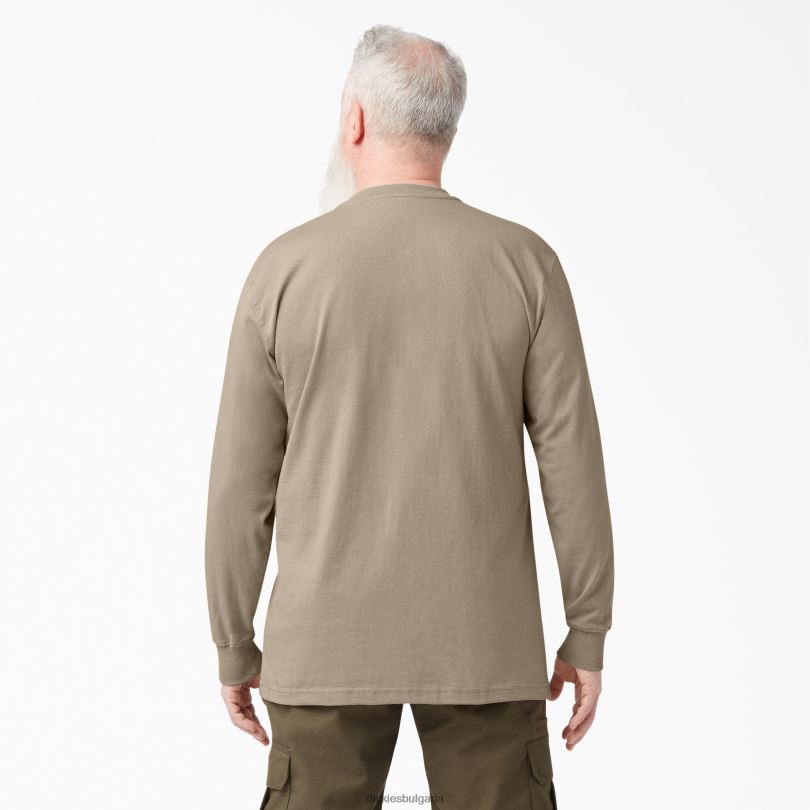 мъже Dickies тежка тениска с дълъг ръкав Henley пустинен пясък (ds) облекло R2PH8696
