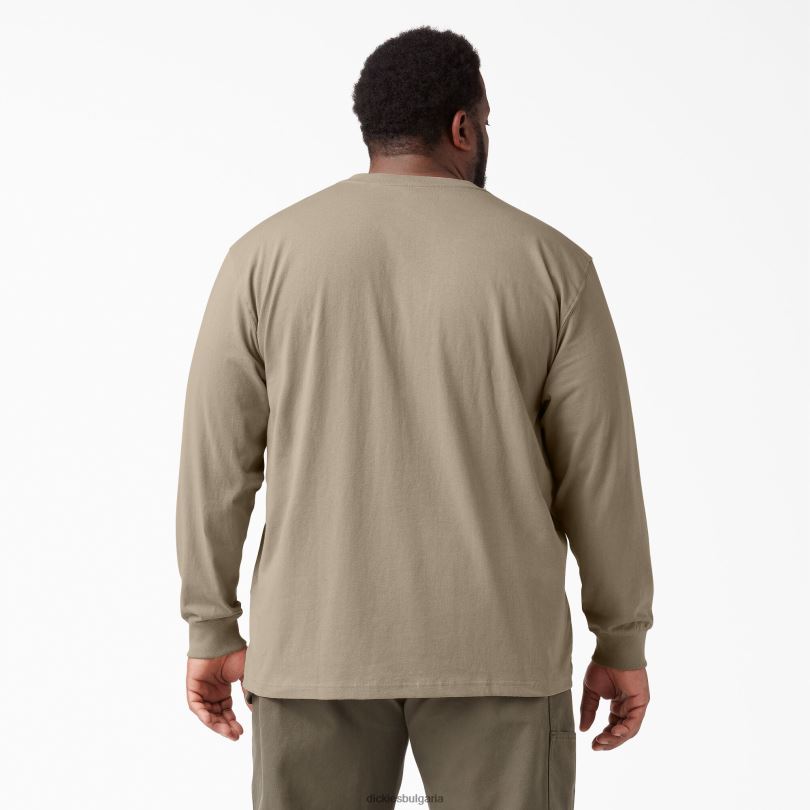 мъже Dickies тежка тениска с дълъг ръкав Henley пустинен пясък (ds) облекло R2PH8696