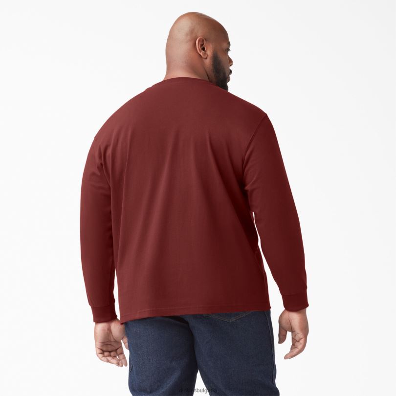 мъже Dickies тежка тениска с дълъг ръкав Henley бяло кафяво (mb1) облекло R2PH8699