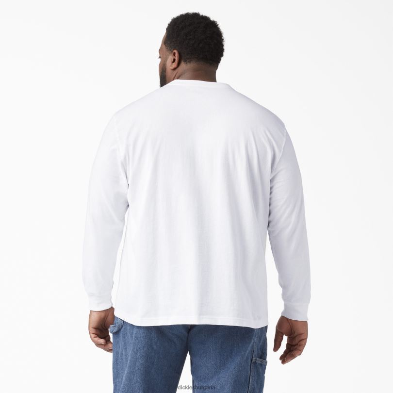 мъже Dickies тежка тениска с дълъг ръкав Henley бяло (wh) облекло R2PH8700
