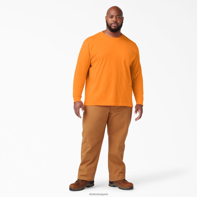 мъже Dickies тежка тениска с дълъг ръкав портокал (или) облекло R2PH8612