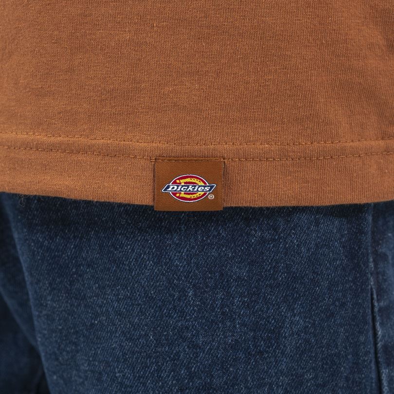мъже Dickies тениска с дълъг ръкав и хенли джинджифилово кафяво (т.е.) облекло R2PH8807